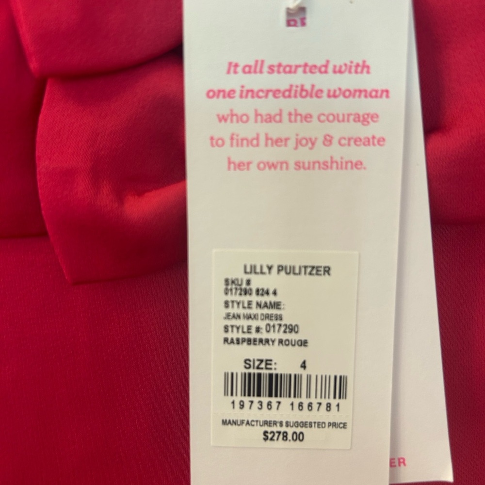 Lilly Pulitzer Jean Maxi Dress in Raspberry Rouge. Size 4. NWT - Picture 8 of 16